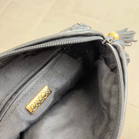 Vintage Ganson Black Woven leather crossbody bag with tassel EUC - Picture 7 of 10